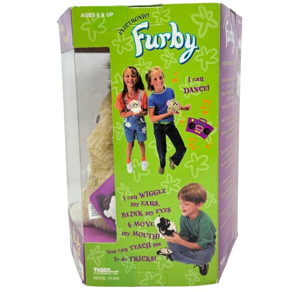 1998 Furby Tiger Electronics 70-800 Bear Tan White & Brown Green Eyes SEALED - Picture 6 of 8